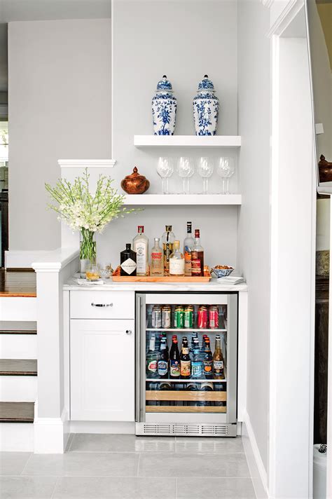 Bar Nook with Mini Fridge | Home bar designs, Bars for home, Decorating small spaces