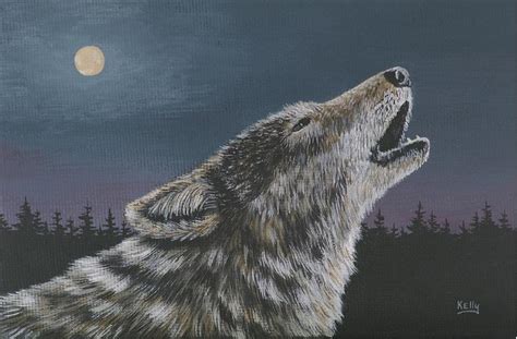 Lone Wolf Howling Painting by Ann Kelly - Fine Art America