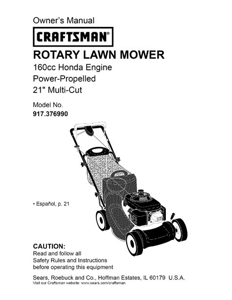 Craftsman 917376990 User Manual LAWN MOWER Manuals And Guides L0705263