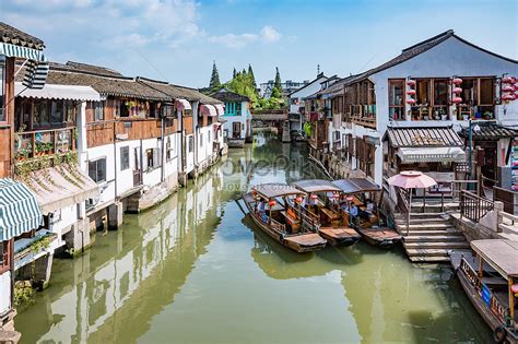 Tourist zhujiajiao ancient town canal scenery photo image_picture free download 500119647 ...