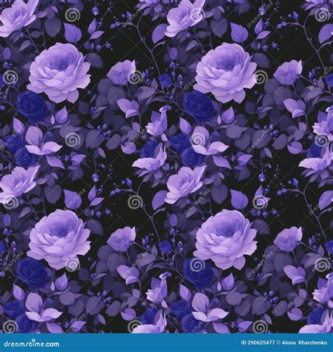 Seamless Wallpaper with Lilac Roses on a Dark Background Stock ...