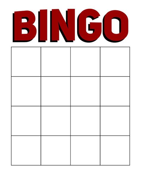 Printable Blank Bingo Cards Template 4 X 4 | Bingo template, Bingo ...