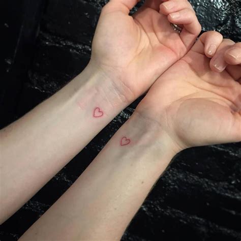 Individual matching red heart tattoos. Heart Outline Tattoo, Little ...