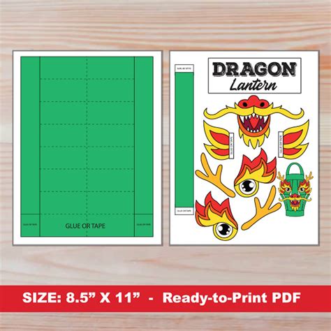 Dragon Paper Lantern Crafts Chinese New Year PRINTABLE Year of the Dragon Lunar New Year ...