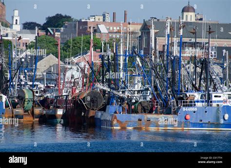 Massachusetts, New Bedford. Waterfront view of New Bedford. Commercial ...