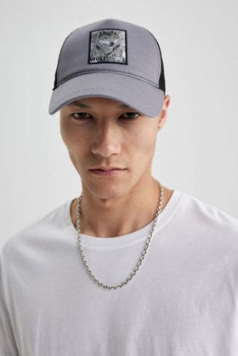 Grey MAN Men Embroidered Cotton Cap Hat 2734439 | DeFacto