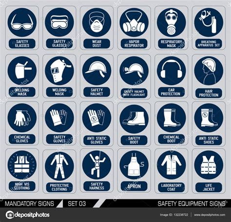 Set of safety equipment signs Stock Vector by ©dejanj02 132238722