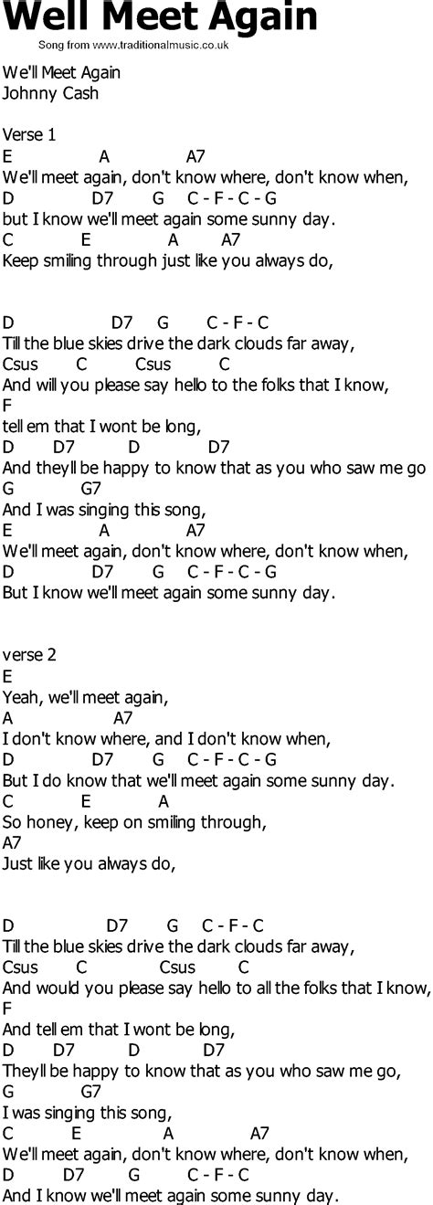 Old Country song lyrics with chords - Well Meet Again