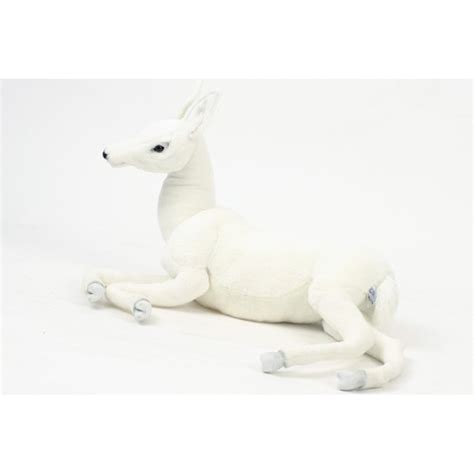 White Reindeer Baby Laying Stuffed Animal | White Reindeer Plush Statue ...