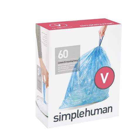 simplehuman 4.7 Gal. Custom Fit Trash Can Liner, Code V (60-Count) (3-Packs of 20 Liners)-CW0269 ...