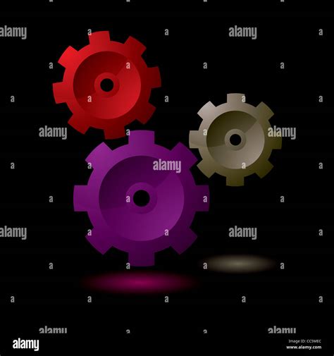 Simple gear cog symbol collection with black background Stock Photo - Alamy