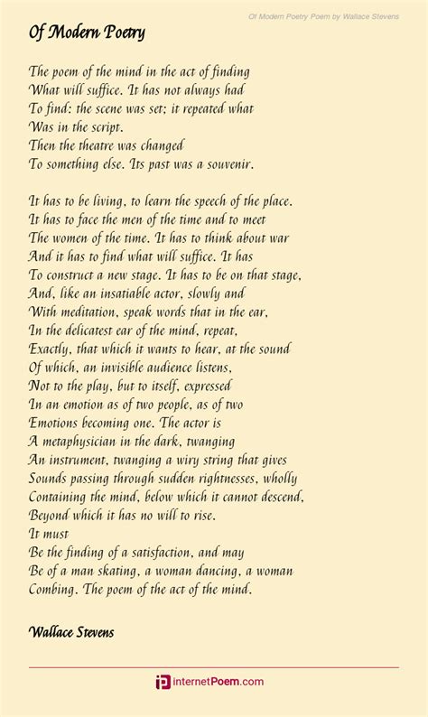 Of Modern Poetry Poem by Wallace Stevens