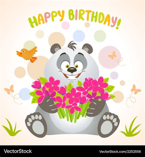 Panda happy birthday Royalty Free Vector Image