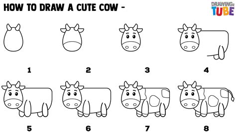 How To Draw Cute Cow For Kids | Step by step Drawings for kids Cow Drawing Easy, Easy Drawings ...