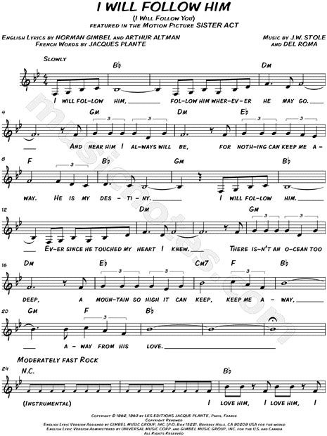 "I Will Follow Him" from 'Sister Act' Sheet Music (Leadsheet) in Bb Major - Download & Print ...