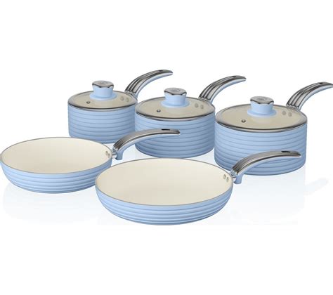 Buy SWAN Retro 5-piece Non-stick Pan Set - Blue | Currys | Pan set, Ceramic coating, Aluminum pans