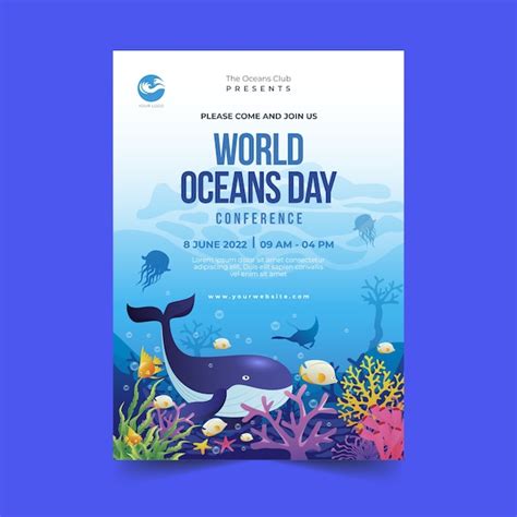 Free Vector | Gradient world oceans day vertical poster template