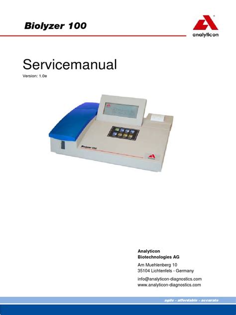 Biolyzer 100 - Service Manual | PDF | Personal Protective Equipment | Waste