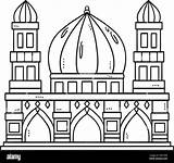Ramadan Mosque Isolated Coloring Page For Kids Stock Vector Image & Art  sketch template