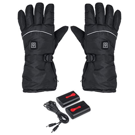 Gloves - 4400mAh Rechargeable Electric Battery Heated Gloves Outdoor Winter USB 6-8h Warm was ...