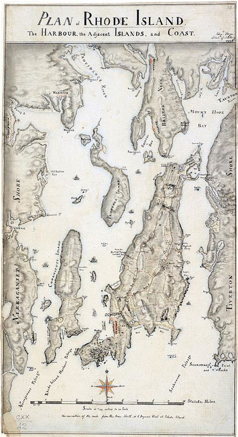 Map: Narragansett Bay, 1778 Drawing by Edward Fage - Pixels