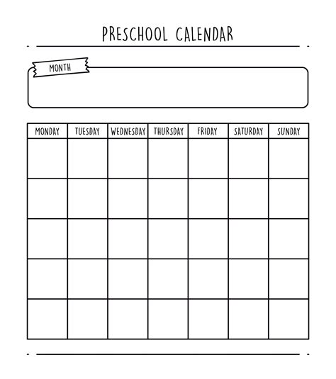 Free Printable Calendar Template For Preschool Example Calendar Printa ...