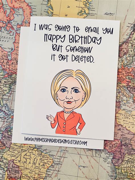 Hillary Clinton Funny Happy Birthday Day Card 5x7 Greeting - Etsy