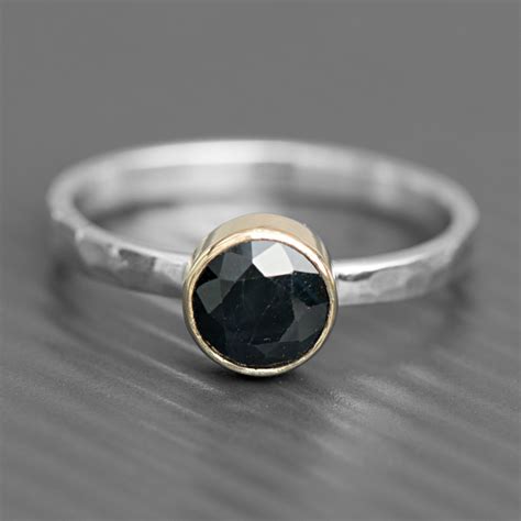 Black Sapphire Ring | LWSilver | Handmade Jewellery Designer