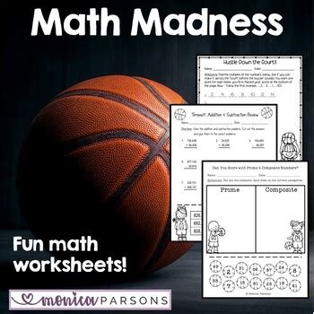 March Basketball Math Worksheets | Math Madness by Monica Parsons