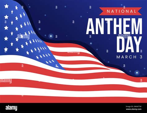 National Anthem Day on March 3 Illustration with United States of America Flag for Web Banner or ...