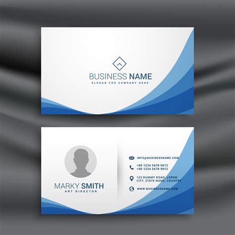 blue wave simple business card design template - Download Free Vector Art, Stock Graphics & Images