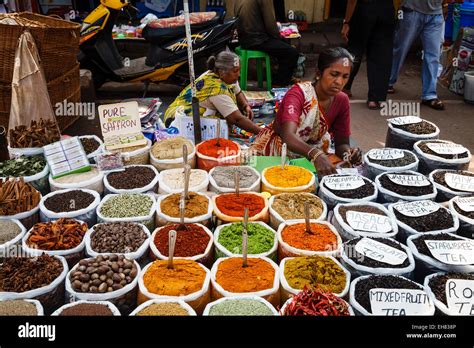 Spice stall at Mapusa Market, Goa, India, Asia Stock Photo - Alamy