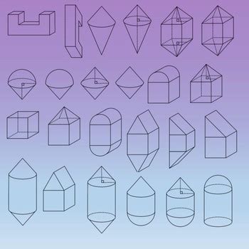 3D Composite Solids Geometry Clipart Compound Shapes by Math Clips