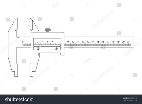 Caliper Outline Drawing Vector Illustration Isolated Stock Vector (Royalty Free) 607092458 ...