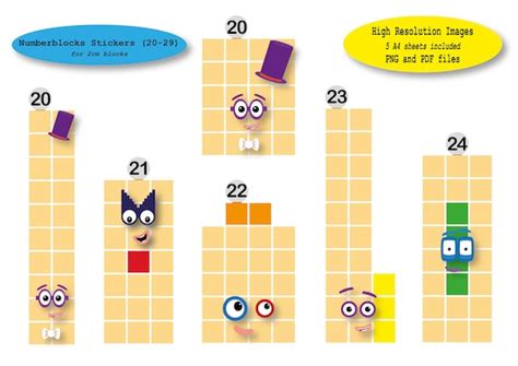 Numberblocks Stickers 20-29 Including Numberlings PDF / PNG - Etsy México