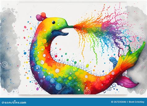 Colourful Rainbow Nessie the Loch Ness Monster Watercolor Painting Animal Animals Stock ...