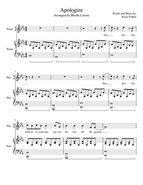 Apologize Sheet music for Piano (Piano Duo) | Musescore.com