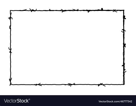 Wire barb frame border isolated square Royalty Free Vector