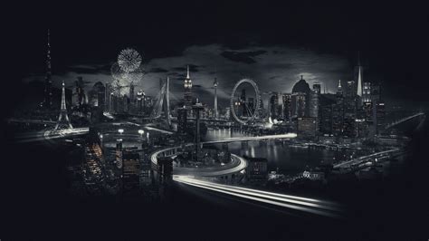 1920x1080 City, black and white, landmarks, city, night wallpaper ...