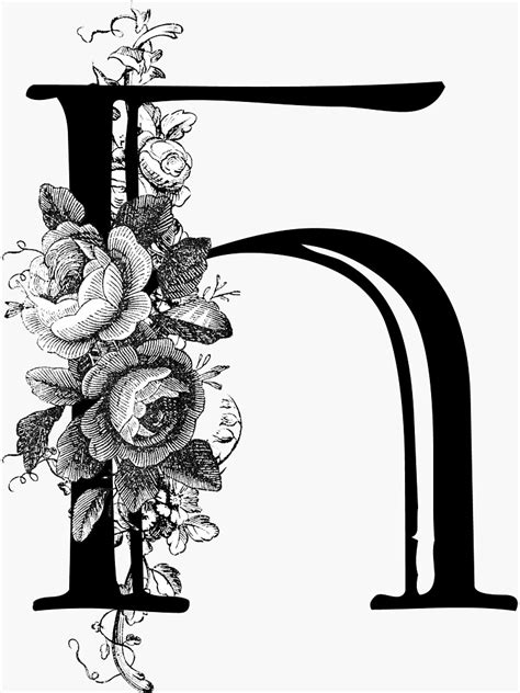 "Vintage Engraved Floral Monogram Letter H" Sticker for Sale by Grafixmom | Redbubble