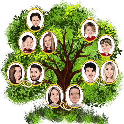 Colored Family Tree Drawing