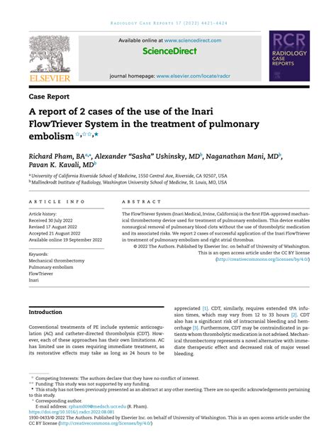 (PDF) A report of 2 cases of the use of the Inari FlowTriever System in ...