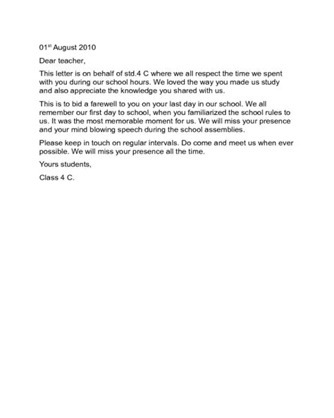 Goodbye Letter To Students Template | Onvacationswall.com