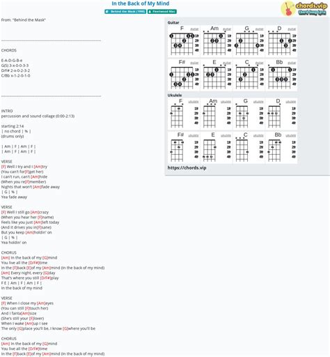 Chord: In the Back of My Mind - Fleetwood Mac - tab, song lyric, sheet, guitar, ukulele | chords.vip