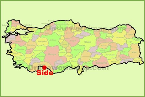 Side location on the Turkey Map - Ontheworldmap.com