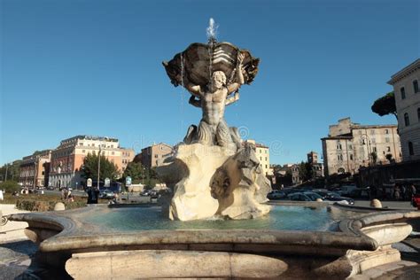 Fountain of the Tritons and Ancient Ruins, Rome, Italy Editorial Photo ...