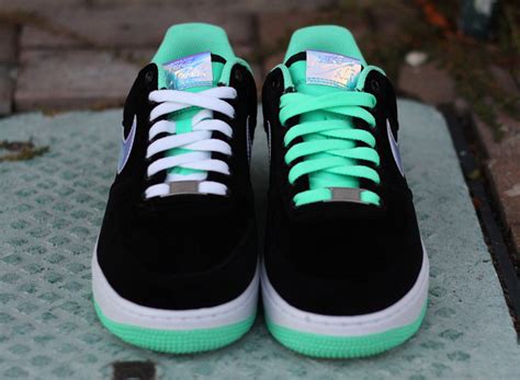 Nike Air Force 1 Low - Black - Shiny Silver - Green Glow - SneakerNews.com