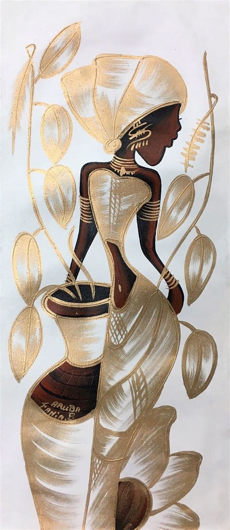 Black Woman Art Oil Painting on Canvas Metallic Gold - Etsy | African ...