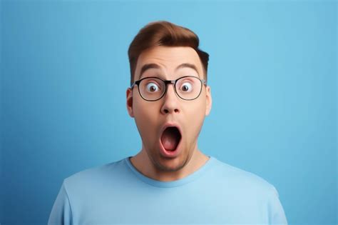 Premium Photo | A man surprised expression on blue background