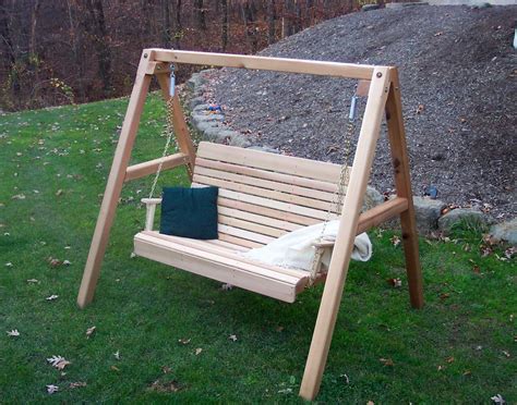 Red Cedar Royal Highback Porch Swing w/A-Frame Swing Stand